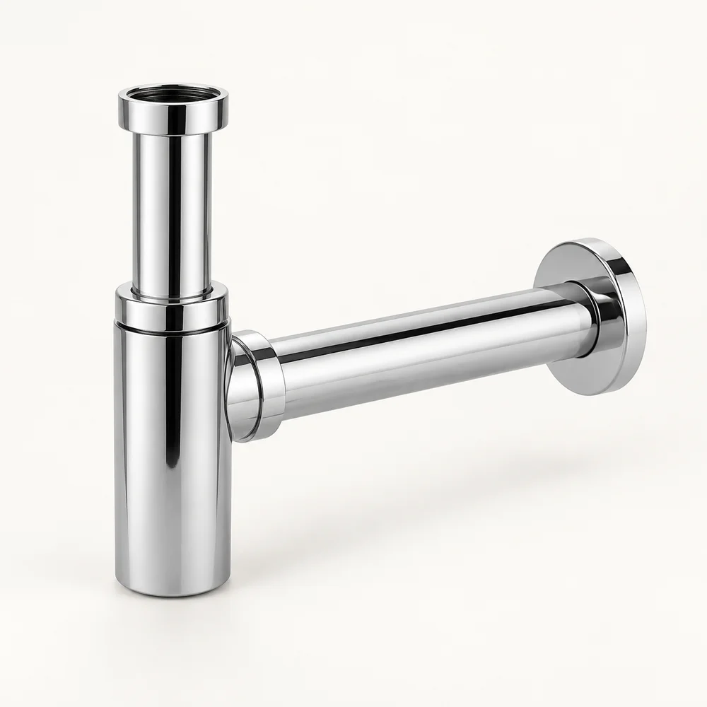 Chrome basin bottle trap
