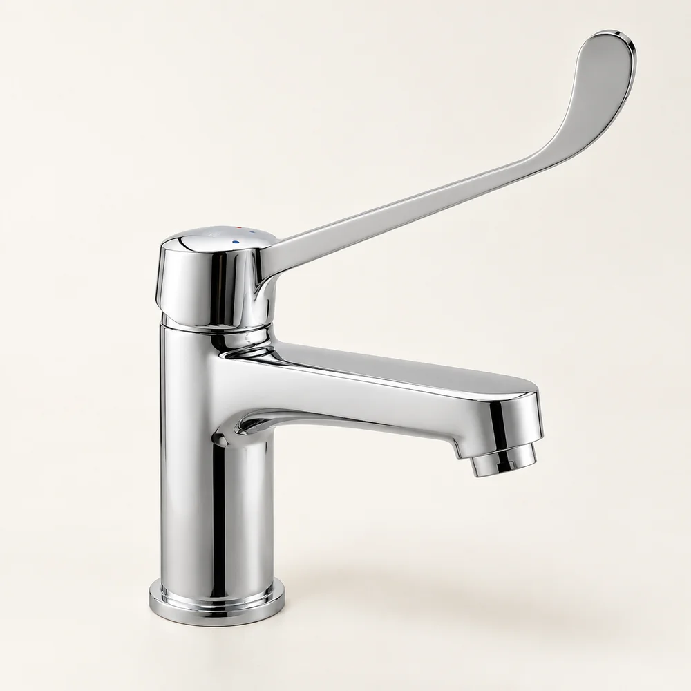 Long-lever basin mixer