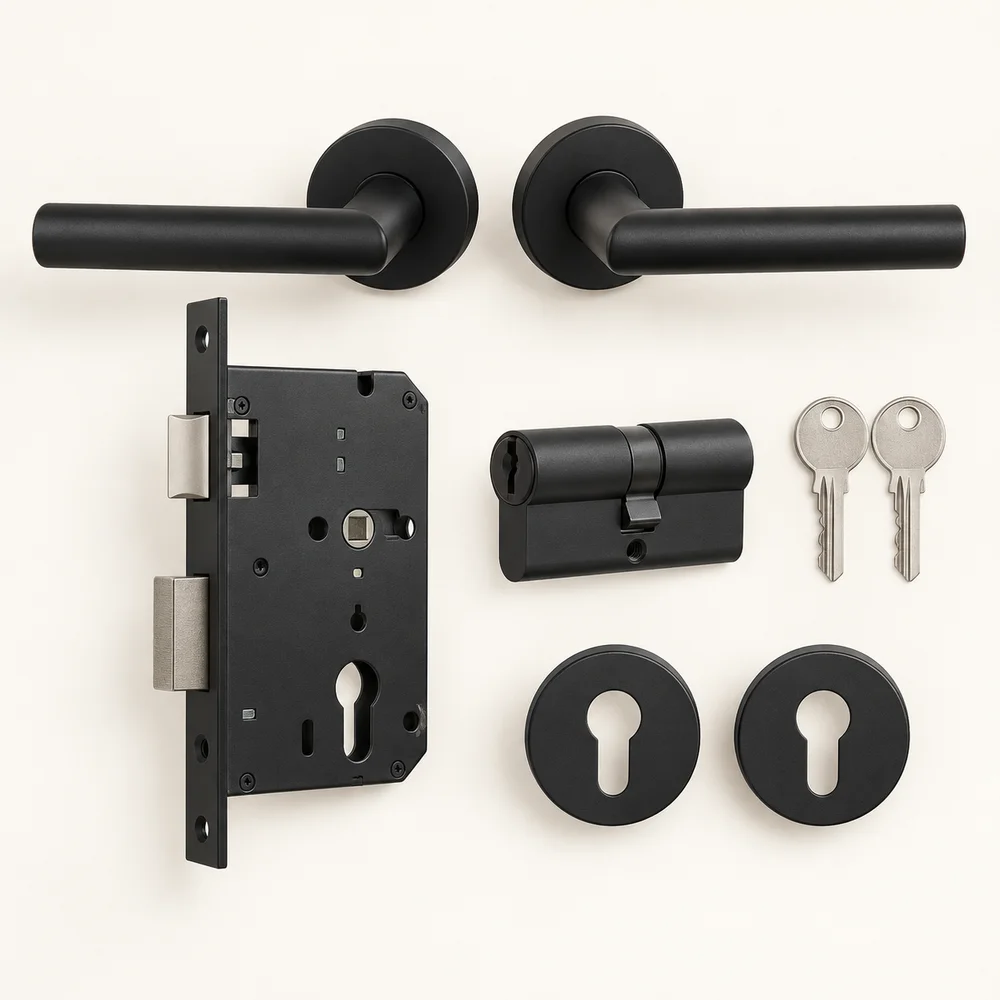 Round-rose mortice door lock set