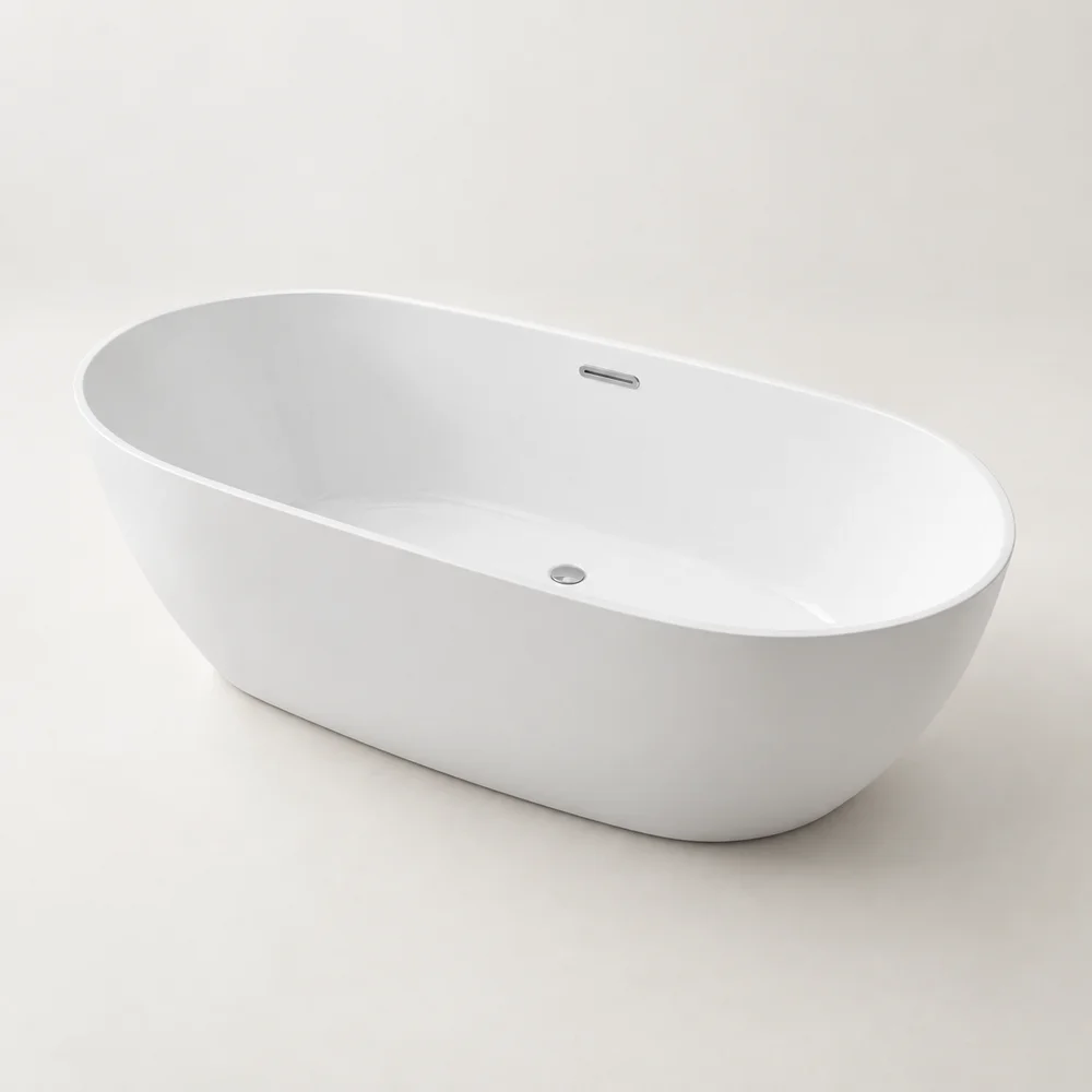 Freestanding oval bathtub
