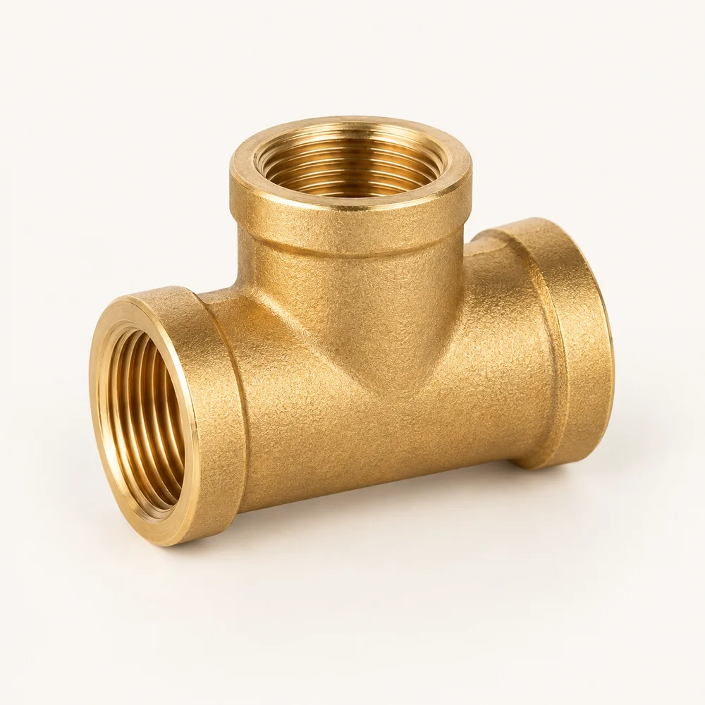 Brass threaded equal tee