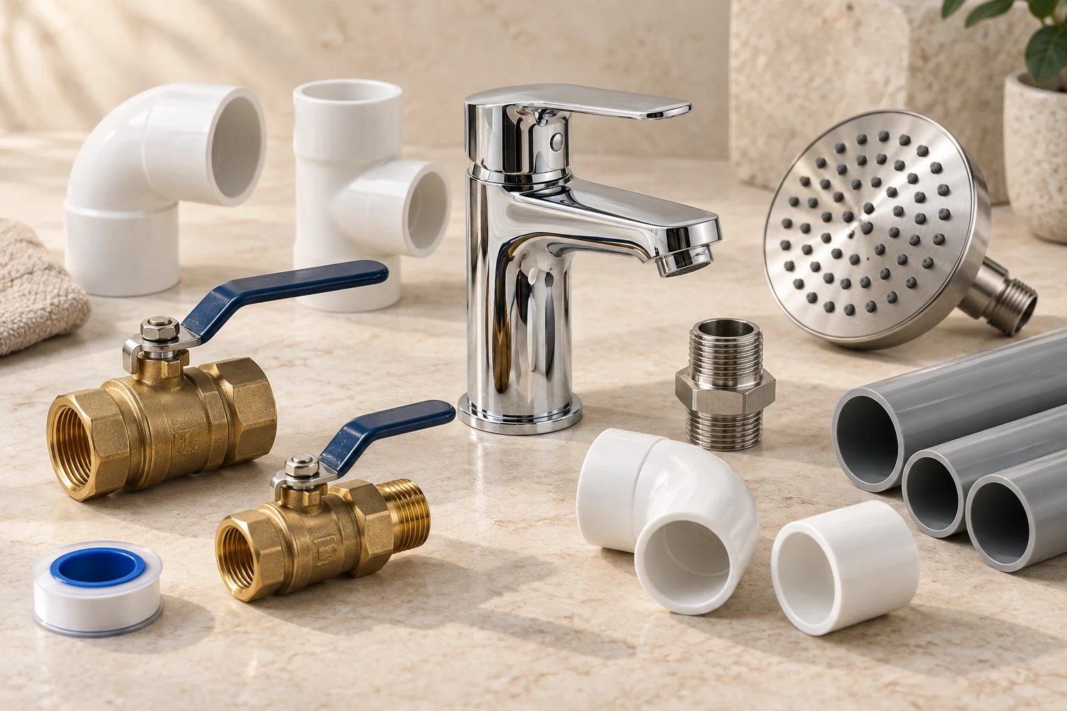 Plumbing materials collection for project supply