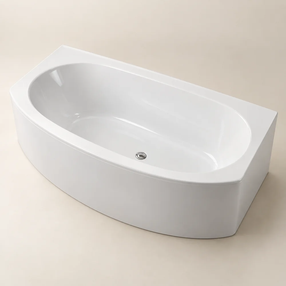 Back-to-wall oval bathtub
