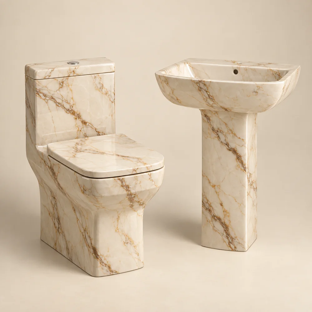 Marble-effect WC & basin suite